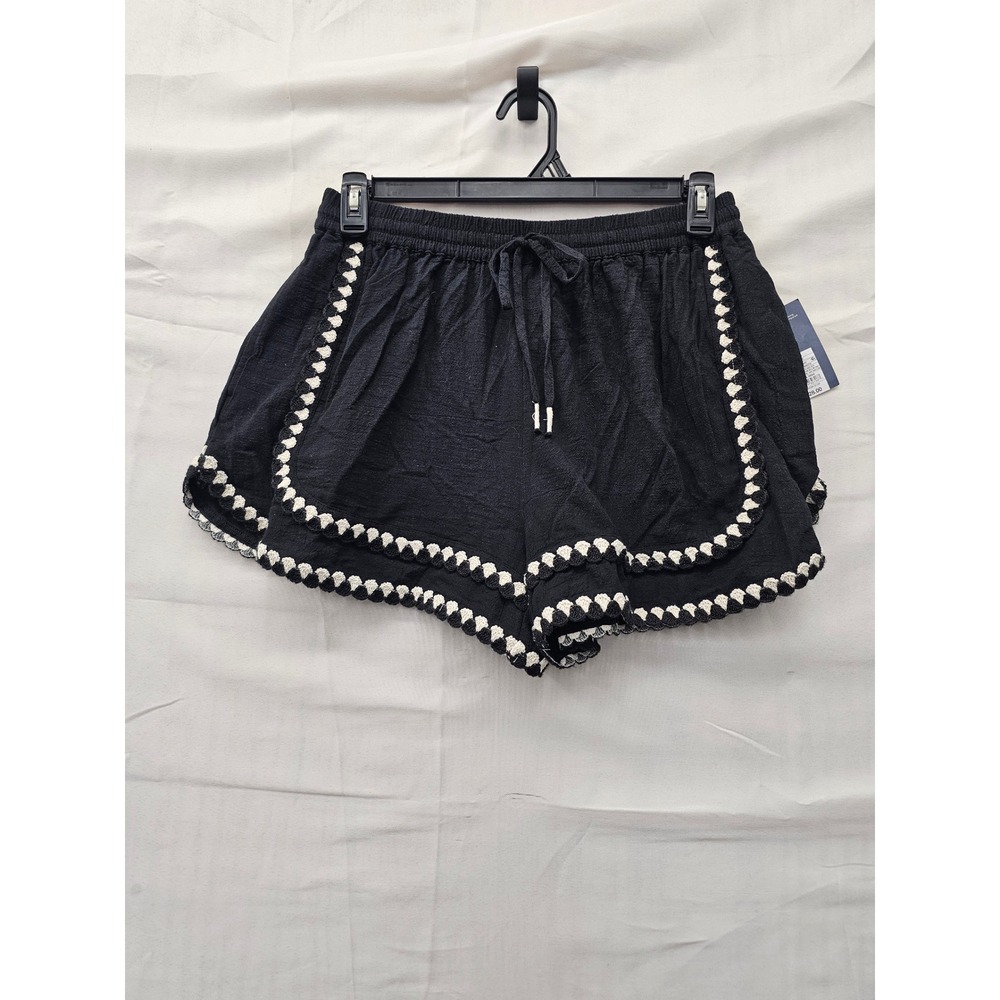 Universal Thread Womens Pull On Shorts Black Cotton Crochet Casual Size Medium